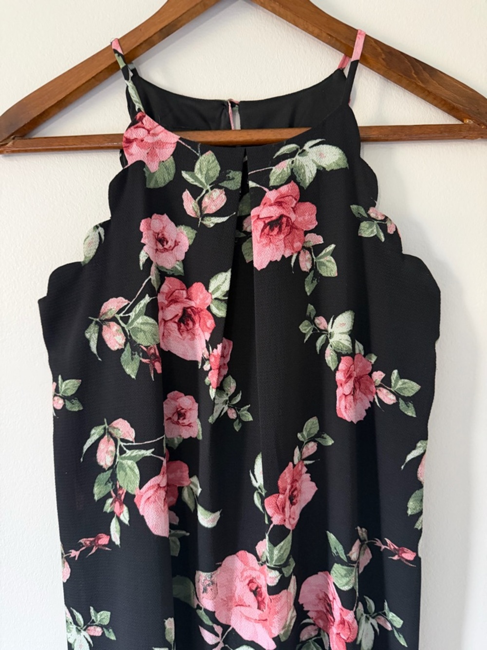 Iz Byer Black and Pink Rose Mini Dress with Floral Date Night Wedding Guest - Picture 3 of 8